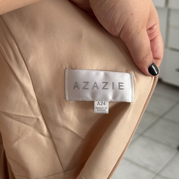 Azazie Omari Champagne A-Line Bridesmaid Dress - Size 24 - Picture 9 of 13